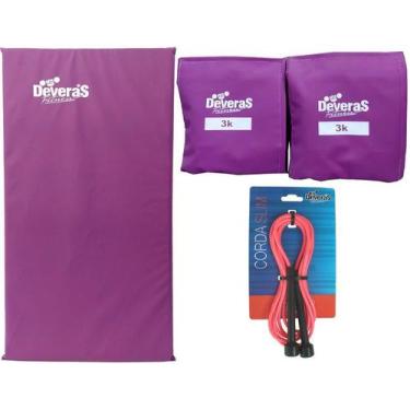 Imagem de Kit caneleira peso 3 kg tornozeleira peso + corda de pular para exercí