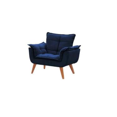 Imagem de Cadeira Decorativa Opala Sued Azul Marinho - Kimi Design