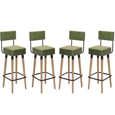 Imagem de Kit 4 Banquetas Banco Alto Barcelona material sintético Bar Cozinha Pé