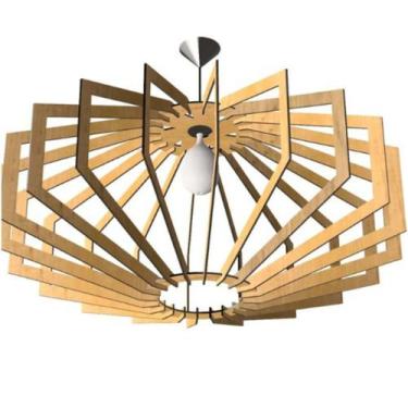 Imagem de Luminária Teto tipo Pendente TRAPEZIO MDF Completa - CORALISA, MDF CRU