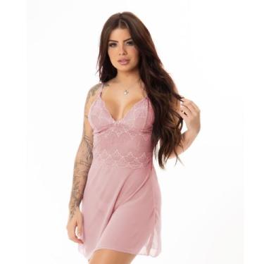 Imagem de Camisola Tule Feminina Renda Transparênte Sexy Sem Bojo Vestido de Dor