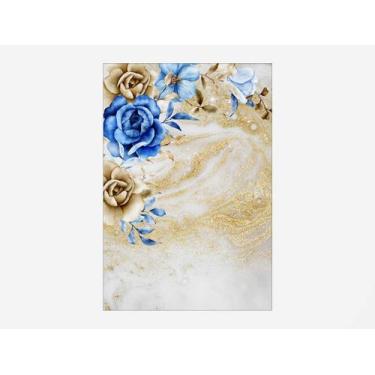 Imagem de Painel De Festa Vertical 1,50 x 2,20 - Floral Azul com Dourado 026 - V
