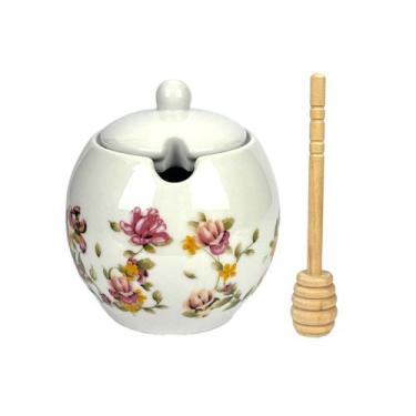 Imagem de Porta Mel Meleira Le Jardin Em Porcelana Pegador Bambu 350ml - Haüskra