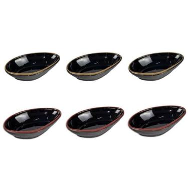 Imagem de Kit C/ 6 Molheiras Para Shoyu Ou Molhos Preto Dourado Vermel - AC