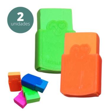 Imagem de Kit 2 Borrachas Escolar Coloridas com Capa Cores Intensas - Borracha E