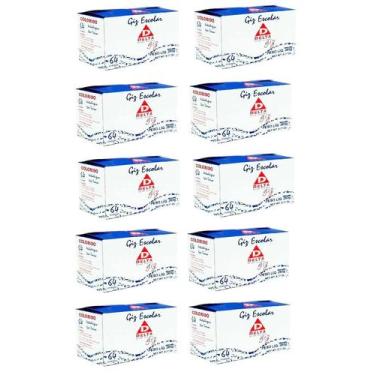 Imagem de Kit 10 Caixa De Giz Colorido Para Lousa Quadro Verde/negro - Delta