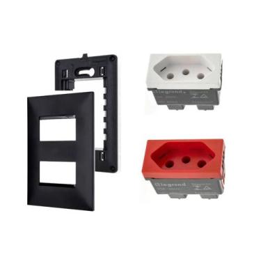Imagem de Kit Tomada Dupla 10A-20A VM com Placa e Suporte Pial Plus+ - Legrand
