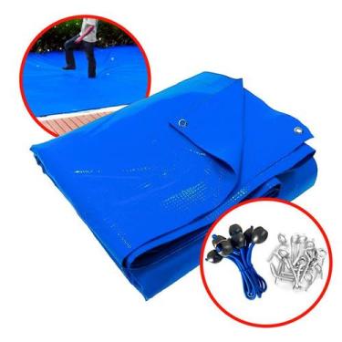 Imagem de Capa de Segurança Para Piscina Lona PVC 500 micras 6,5x3,5 metros + Ki