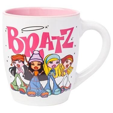 Imagem de Silver Buffalo Caneca de cerâmica curvada jumbo com logotipo e grupo Bratz, 740 ml