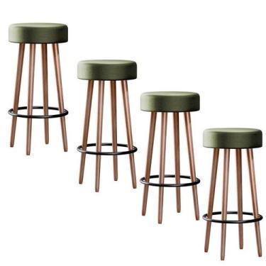 Imagem de Kit 4 Banquetas Banco Alto Berlin material sintético Bar Cozinha Pés M