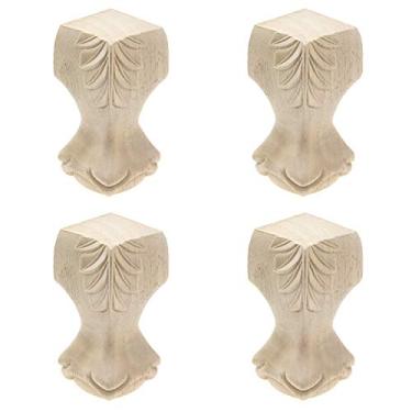 Imagem de T Tulead Pernas de móveis de madeira inacabadas para sofá pés de substituição mesa de sofá armário armário cômoda pernas 120 mm de altura, conjunto de 4