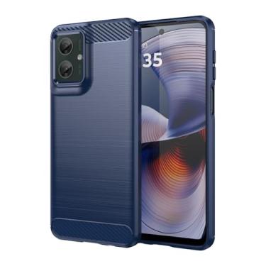 Imagem de Vavies Capa para Moto G55, para Motorola G55 5G, capa de fibra de carbono, capa fina e macia de TPU com absorção de choque, à prova de choque, capa para celular para Motorola Moto G55 azul marinho