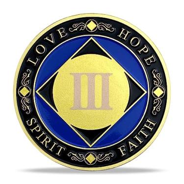 Imagem de Medalhão de 3 anos NA banhado a ouro Narcóticos Moedas Anônimos Aniversário Aniversário Token Recovery Gift