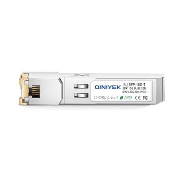 Imagem de QINIYEK Módulo de cobre 10G SFP+ para RJ45, 10Gbase-T SFP+ Copper Ethernet Gbic compatível com Cisco, Meraki, Ubiquiti, D/TP Link, Supermicro, Netgear, Broadcom, CAT.6a/CAT7 Cabo; 30 m