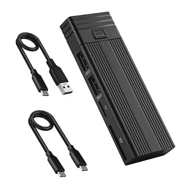 Imagem de Fanblack Adaptador 2 em 1 M.2 NVMe SSD sem ferramentas, USB 3.2 Gen 2 10Gbps HDD adaptador MKey (chave B+M) leitor SSD, com 2 portas USB Tipo-A e cartão SD/TF, suporta acabamento UASP para
