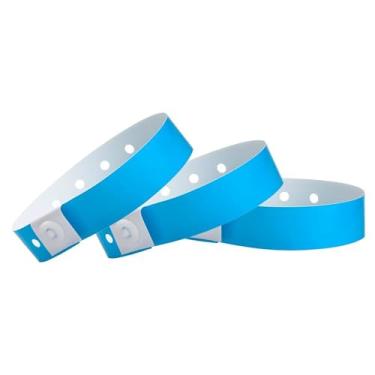 Imagem de Pulseiras de plástico azul marinho 100 Wristco para eventos – uso prolongado, encaixe seguro evita a reutilização – Pulseiras de grau premium para identificação hospitalar e médica, festa e