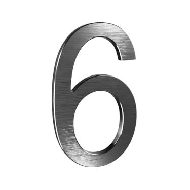 Imagem de Números de casa flutuantes de 20 cm atualizados - números de endereço de alumínio modernos antidesbotamento para casa/caixa de correio/edifício/fácil de instalar/preto/número 6