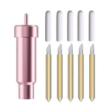 Imagem de 5 lâminas de ponta fina premium compatíveis com Cricut Maker 3/Maker/Explore 3/Explore Air 2/Air/One/Venture, caixa de lâmina de ponta fina para a maioria dos materiais leves (rosa)