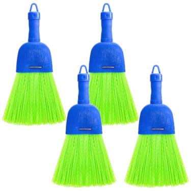 Imagem de SOUJOY Pacote com 4 vassouras, escova de mão pequena, orifício para pendurar, escova de mão de fibra de poliéster para varandas internas, pisos, decks de garagens, mesa, teclado, carros e ninho de
