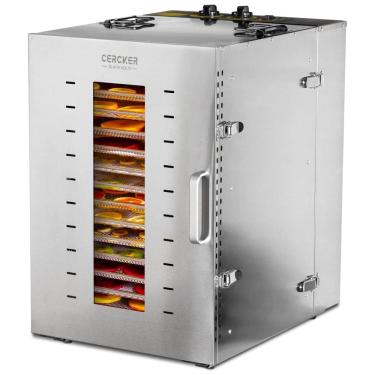 Imagem de Desidratador de Alimentos Comercial Cercker 1500W com 16 Bandejas, Aço Inoxidável.