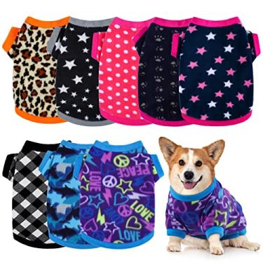 Imagem de Pedgot Conjunto de 8 camisolas para cães, roupas macias para cães, camisola de lã para animais de estimação, camisola quente para animais de estimação com design adorável para cães e gatos, estilos