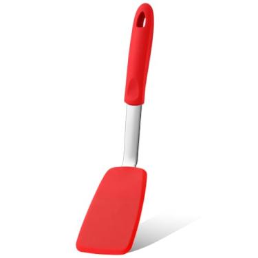 Imagem de Yetene Espátula pequena de silicone, mini espátula de silicone resistente ao calor, flexível, pequena espátula de silicone para cozinha, espátula antiaderente para panqueca de ovo (vermelho, 30 x 8