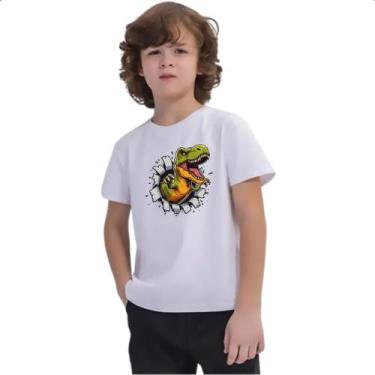 Imagem de Camiseta Infantil Dinossauro T-Rex rasgando a camisa - Alearts, 4