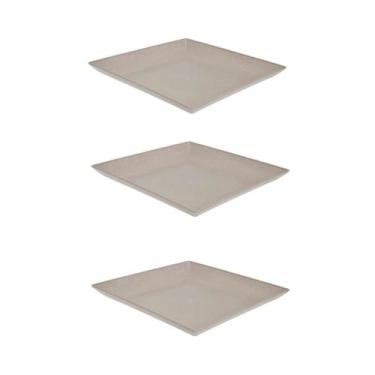 Imagem de 3un Petisqueira prato quadrado 24x24cm ecológico cinza - evo