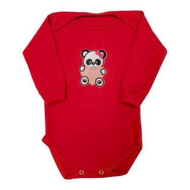 Imagem de Body Bebê Panda Coração Manga Longa - Mellane Baby, Vermelho, G