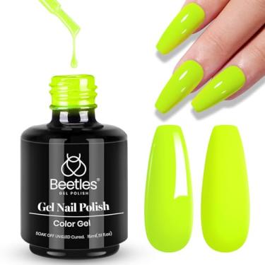 Imagem de Beetles esmalte de gel amarelo neon, amarelo brilhante Lala cor limão neon gel polonês imersão lâmpada de LED UV presentes para mulheres - Tamanho: 15 ml/cada