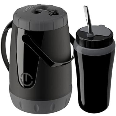 Imagem de Kit Tererê Pávia Copo Térmico Completo bomba garrafa Preto