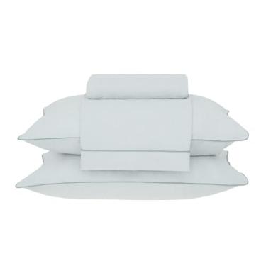Imagem de Buddemeyer Jogo de Cama Queen Percal 180 Fios Basic Percalle 100% Algodão Fio Penteado Verde 4 peças