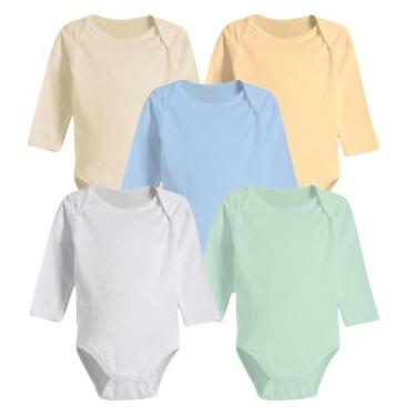 Imagem de Kit Enxoval Roupinhas de Bebê 5 Peças Body Manga Longa Liso - Koala Ba