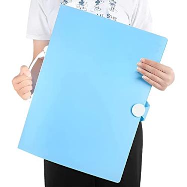 Imagem de Livro de armazenamento de pintura diamante A3, pasta de portfólio de arte de diamante com 30 páginas de protetores de bolso transparente, livro de armazenamento A3 com alça, bolsa de armazenamento de pôster de folha de relatório de arte grande (azul)