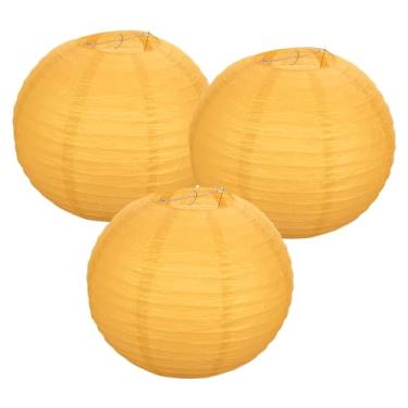 Imagem de PATIKIL Lanternas de papel redondas 40 cm/16, pacote com 3 lanternas decorativas para pendurar lâmpadas, decorações de festa para aniversário, casamento, chá de panela, decoração de casa, amarelo