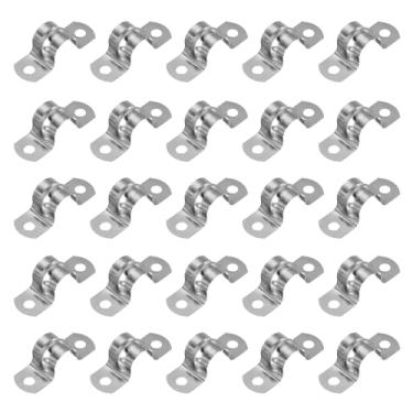Imagem de PATIKIL Correia de tubo rígido de 5/20.3 cm (16 mm), 25 peças braçadeira de conduíte de aço inoxidável 304 2 furos suporte em U braçadeira de tubo para fixação de fio de cabo de tubulação
