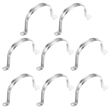 Imagem de PATIKIL Correia de tubo rígido de 4-5/9" (115 mm), 8 peças braçadeira de conduíte de aço inoxidável 304 2 furos suporte em U braçadeira de tubo para fixação de fio de cabo de tubulação