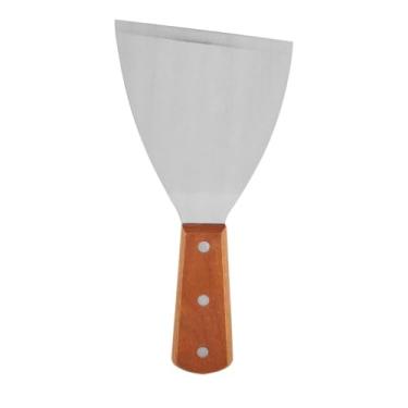 Imagem de Espátula de Chapa Profissional, Aço Inoxidável, Cabo de Madeira