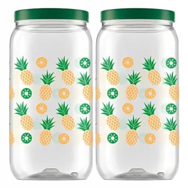 Imagem de Kit 2 Pote Mantimentos Grande Organizador Multiuso Tampa De Rosca 2,7 Litros (Abacaxi)