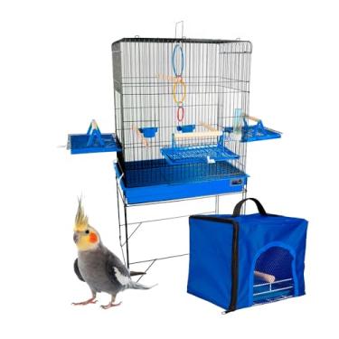 Imagem de Gaiola Viveiro Pássaro Confort Triplex + Bolsa Transporte Jelplast (Preto/Azul)