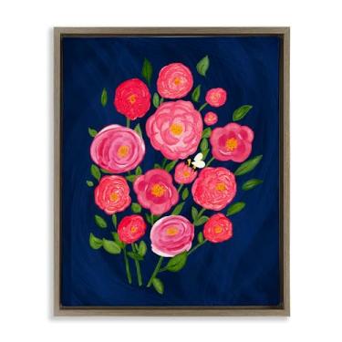 Imagem de Stupell Industries Rosa Poses Bunches Brown Floater Tela Emoldurada Arte Design de Parede por Michelle Ingari Designs, 25 x 31