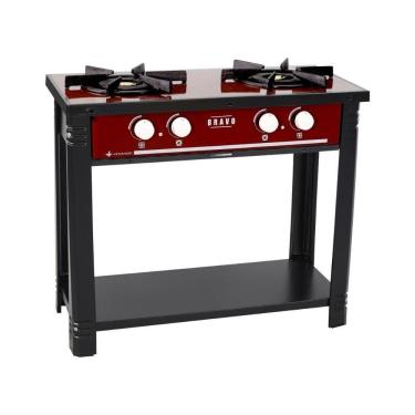 Imagem de Fogão Industrial Esmaltado Baixa Pressão Gás Bravo 2 Bocas Br2b Vr - Venâncio Vermelho Vermelho