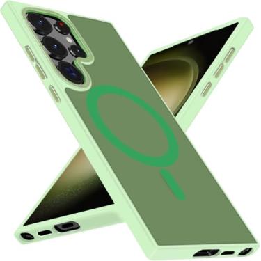 Imagem de Auiaphy Capa para Galaxy S23 Ultra, compatível com Magsafe, proteção de nível militar, capa magnética à prova de choque para Samsung Galaxy S23 Ultra, capa fosca translúcida de ajuste fino para S27