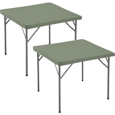 Imagem de Enjoyidea Toalha de mesa quadrada justa, 91 x 91 cm, pacote com 2, cartão de sálvia, elastano elástico, toalha de mesa dobrável pequena para cozinha, jantar, piquenique, pátio, mesa de festa ao ar