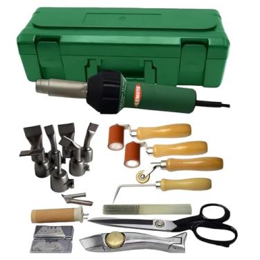 Imagem de Kit profissional de ferramentas de soldagem de telhado de PVC 110V 1600W, kit de pistola de calor, soldador de plástico, pistola de solda de ar quente com rolos de costura de telhado, testador de costura e bico de solda (pistola quente)