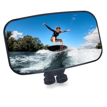 Imagem de Espelho retrovisor para barco, espelho de barco de atualização 11,9 cm x 20,3 cm, espelho pontão ajustável de 360° para barco, espelho marítimo universal para barco de esqui, pontão, barco, esqui