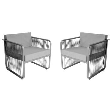 Imagem de Conjunto 2 Poltronas para Área Externa Santiago em Alumínio e Corda Náutica Acesse Móveis