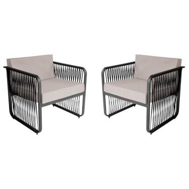 Imagem de Conjunto 2 Poltronas para Área Externa Santiago em Alumínio e Corda Náutica Acesse Móveis