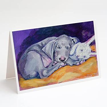 Imagem de Caroline's Treasures 7354GCA7P Cartões de felicitações e envelopes Weimaraner Snuggle Bunny Pacote com 8, 7 x 5, multicolorido