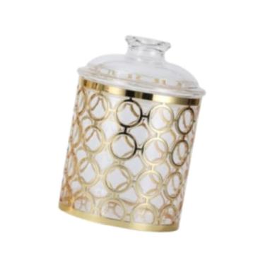 Imagem de IEUDNS Recipiente de armazenamento de alimentos Latações seladas com uma caixa de armazenamento de cereais decorativos à prova de poeira para a fazenda para, M Round Pattern